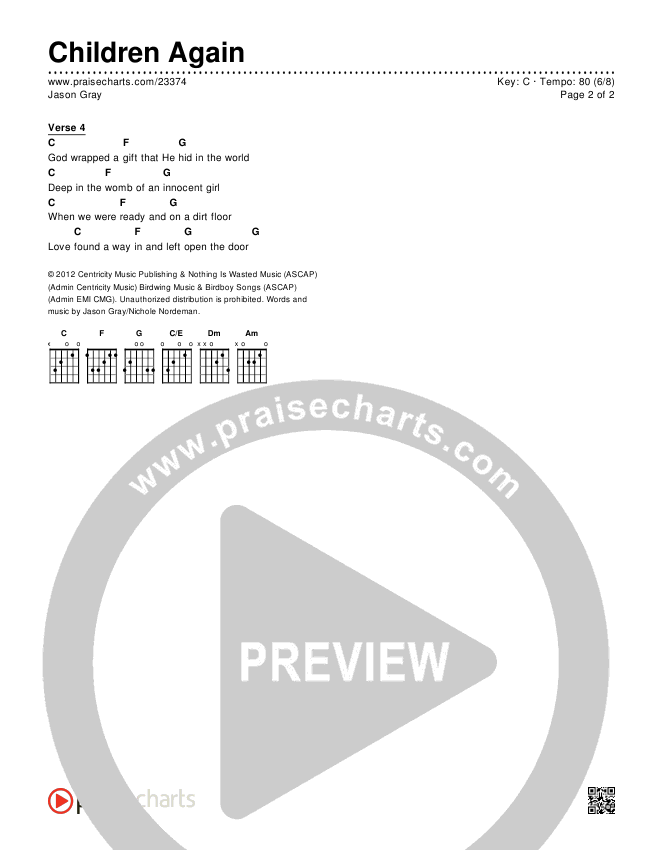 Children Again Chords & Lyrics (Jason Gray)