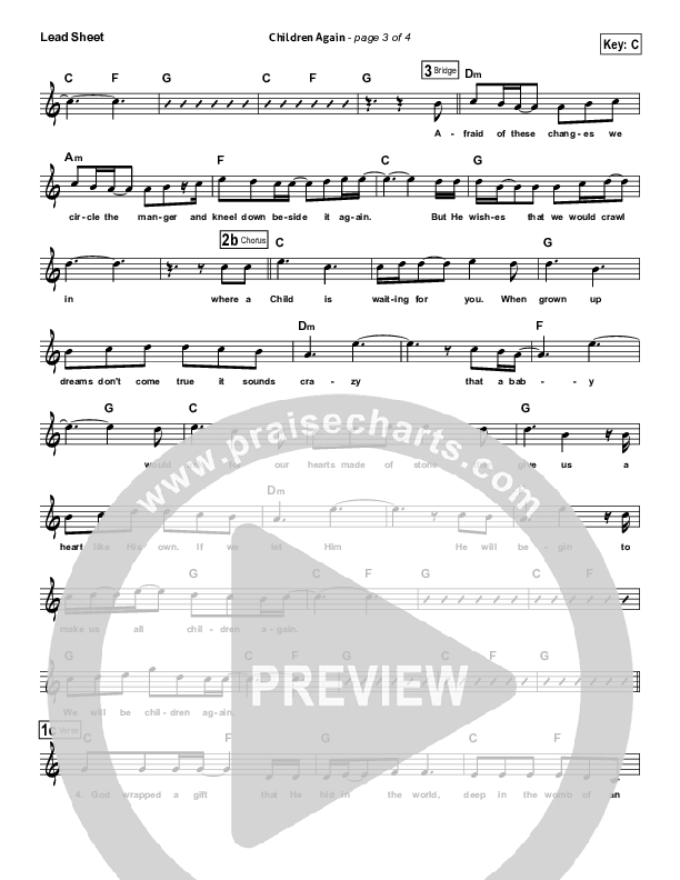 Children Again Lead Sheet (Jason Gray)