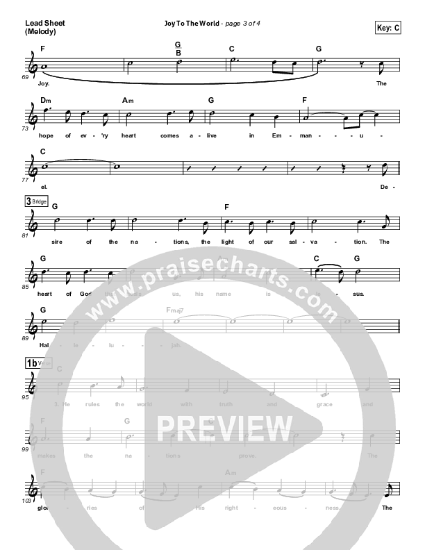 Joy To The World Lead Sheet (Jason Gray)