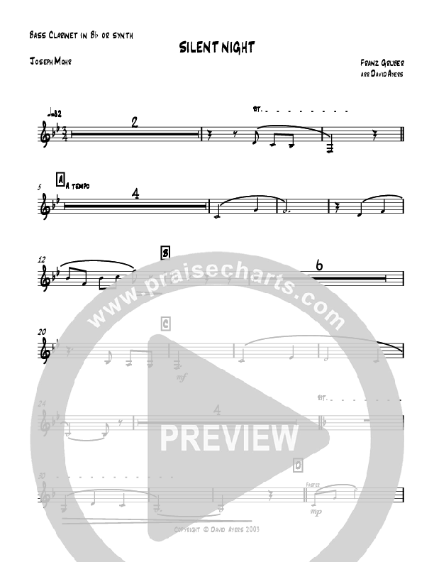 Silent Night Holy Night Bass Clarinet (David Ayers)