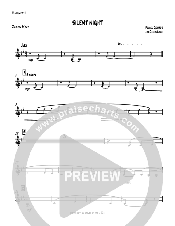 Silent Night Holy Night Clarinet 1/2 (David Ayers)