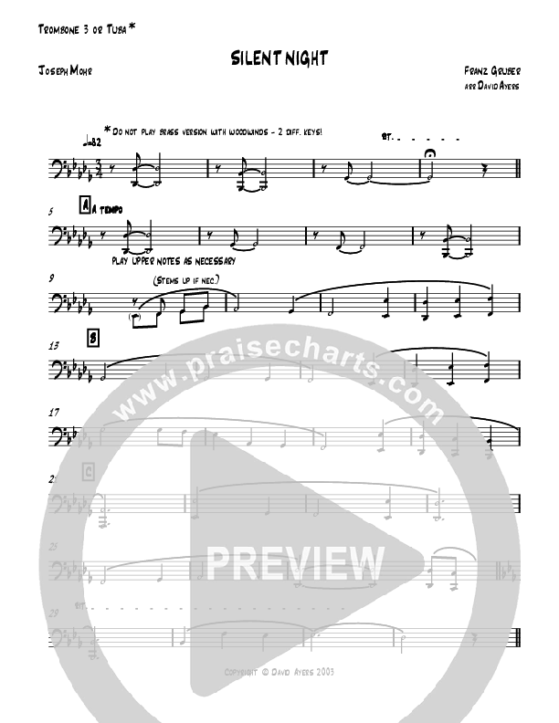 Silent Night Holy Night Trombone 3 (David Ayers)