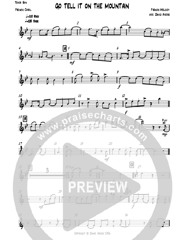 Go Tell It On The Mountain (Instrumental) Tenor Sax 1 (David Ayers)