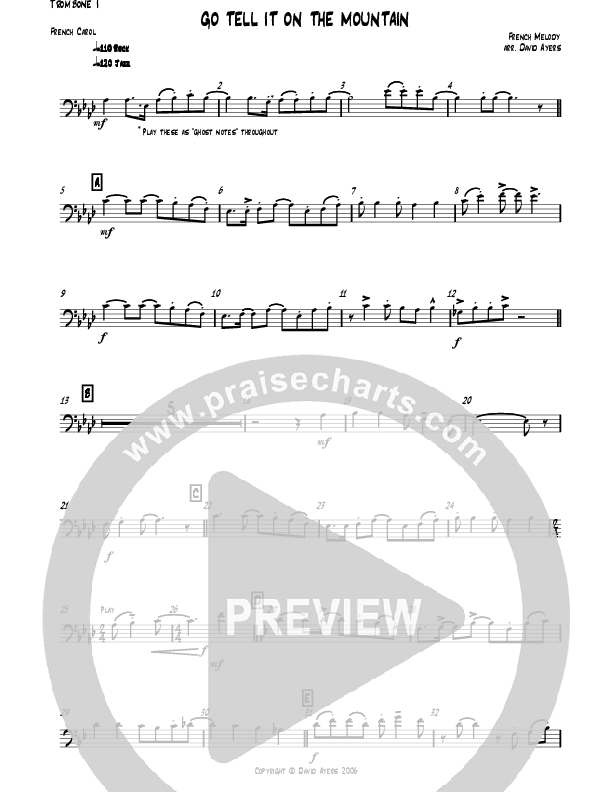 Go Tell It On The Mountain (Instrumental) Trombone 1 (David Ayers)