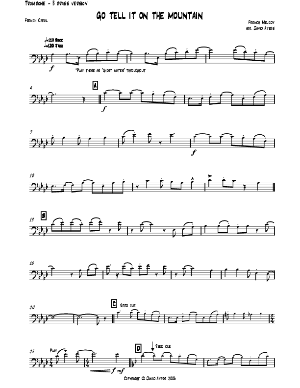 Go Tell It On The Mountain (Instrumental) Trombone 3 (David Ayers)