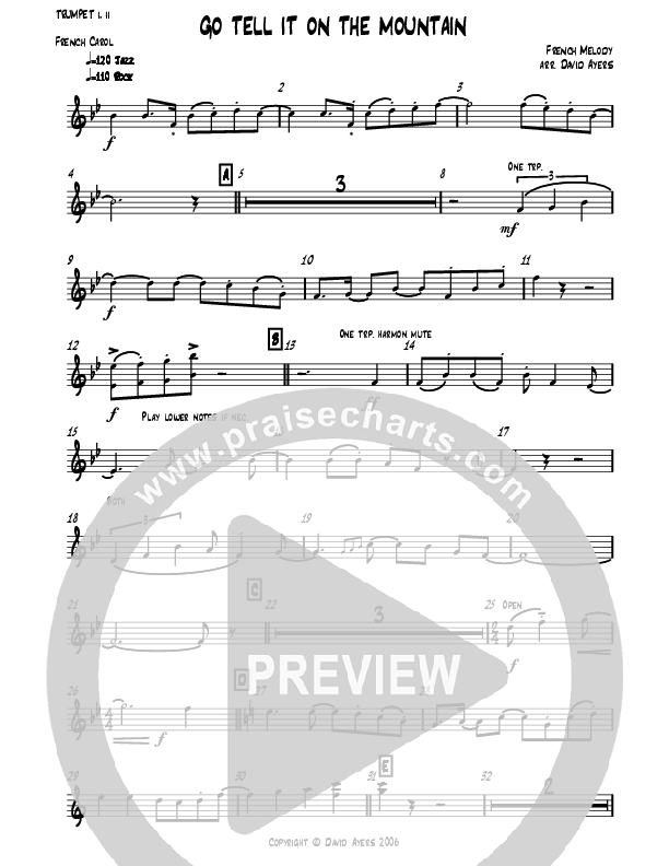 Go Tell It On The Mountain (Instrumental) Trumpet 1 (David Ayers)