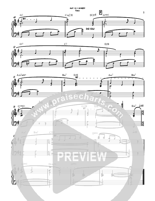 Away In A Manger (Instrumental) Piano Sheet (David Ayers)