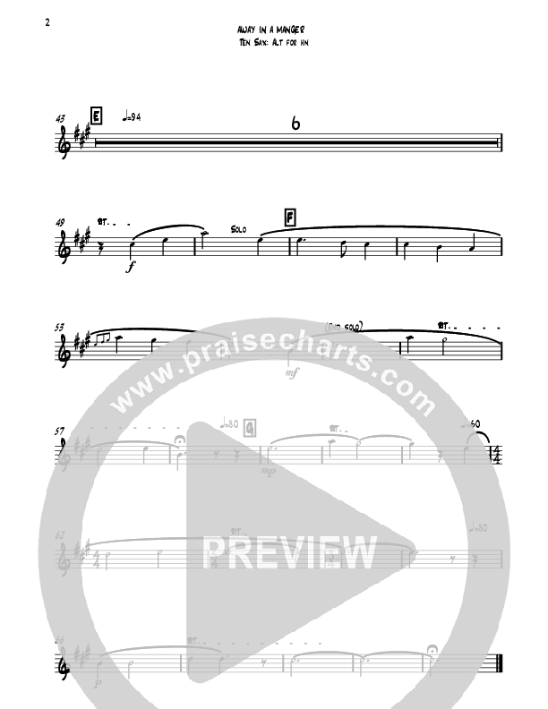 Away In A Manger (Instrumental) Tenor Sax 2 (David Ayers)