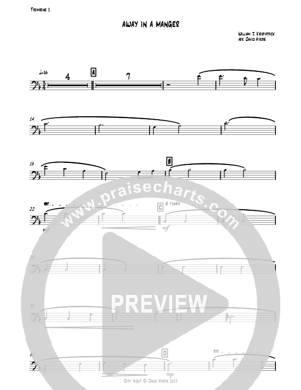 Away In A Manger (Instrumental) Trombone 1 (David Ayers)