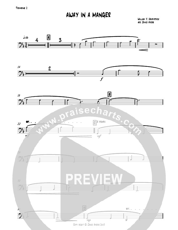 Away In A Manger (Instrumental) Trombone 2 (David Ayers)