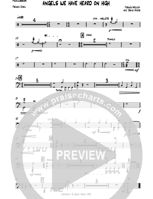 Angels We Have Heard On High (Instrumental) Percussion (David Ayers)