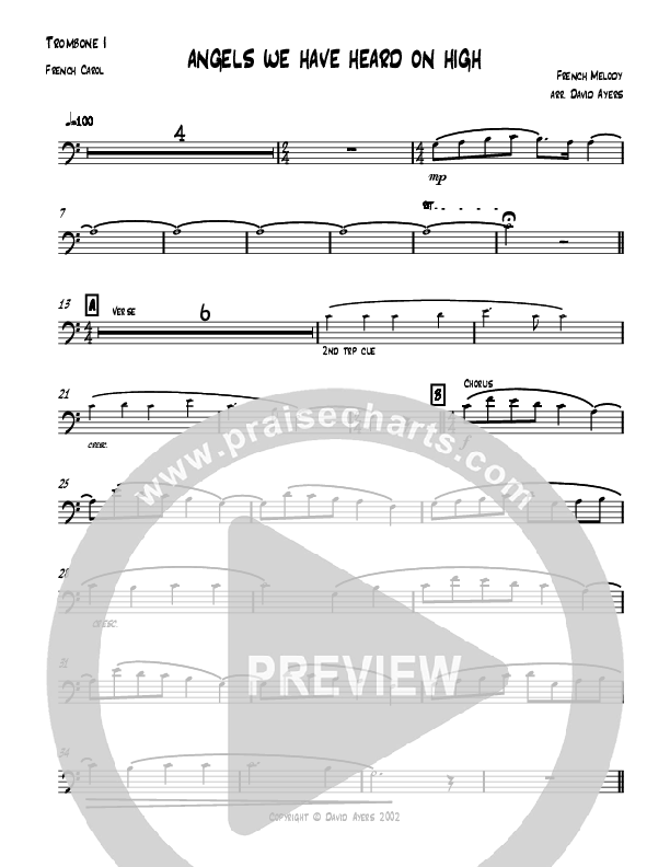 Angels We Have Heard On High (Instrumental) Trombone 1 (David Ayers)