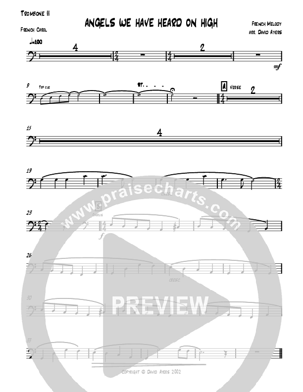 Angels We Have Heard On High (Instrumental) Trombone 2 (David Ayers)