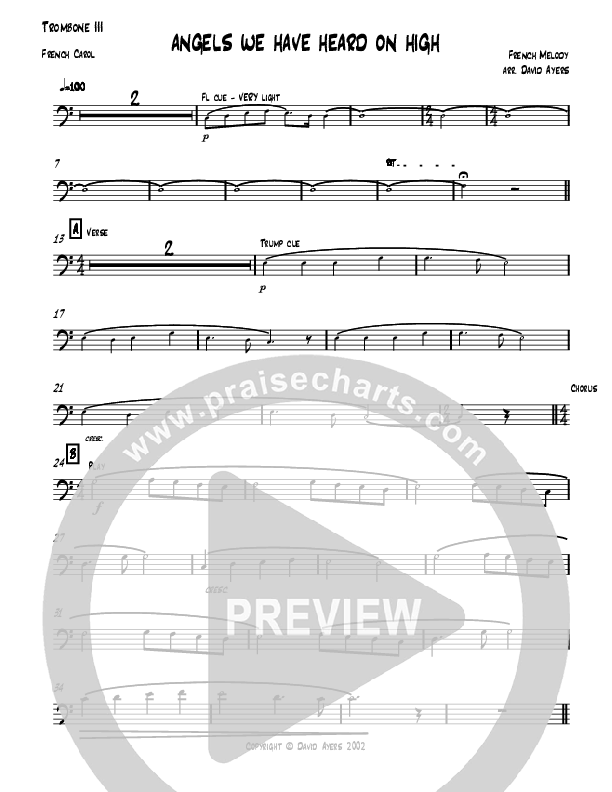 Angels We Have Heard On High (Instrumental) Trombone 3 (David Ayers)