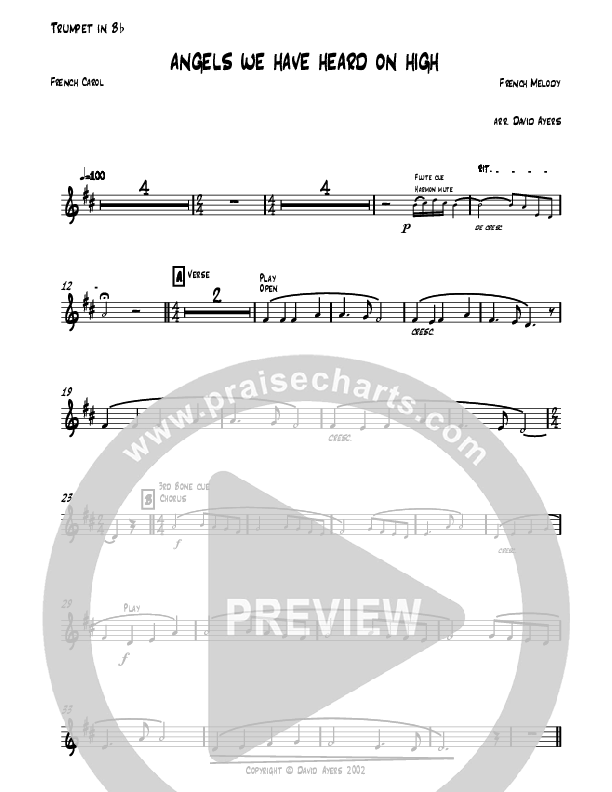 Angels We Have Heard On High (Instrumental) Trumpet 1 (David Ayers)