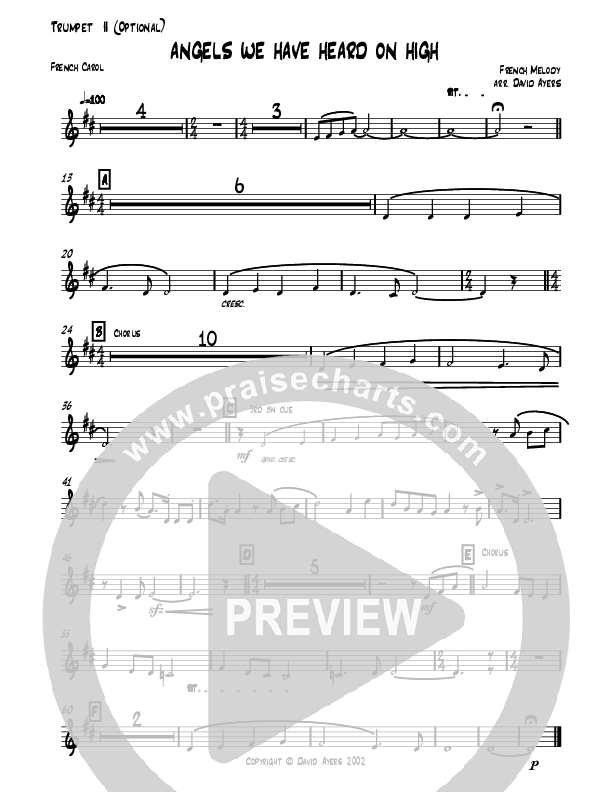 Angels We Have Heard On High (Instrumental) Trumpet 2 (David Ayers)