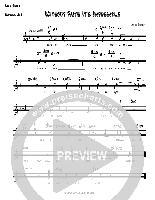 Without Faith It's Impossible Lead Sheet (David Arivett)