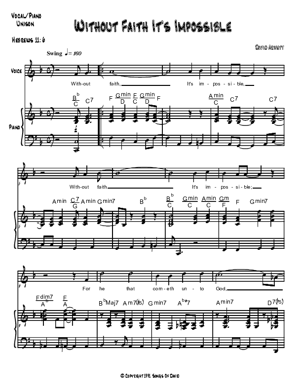 Without Faith It's Impossible Piano/Vocal (David Arivett)