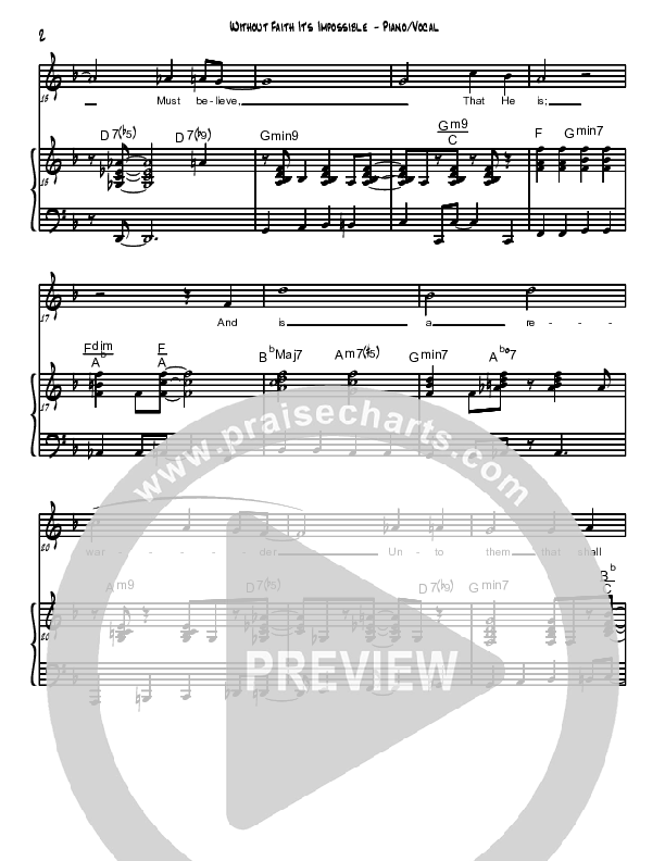 Without Faith It's Impossible Piano/Vocal (David Arivett)