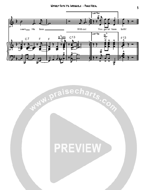 Without Faith It's Impossible Piano/Vocal (David Arivett)