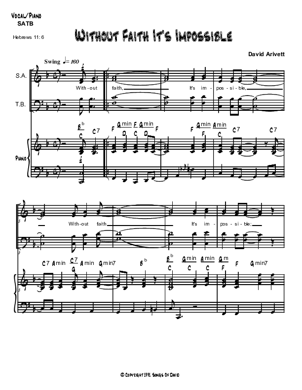 Without Faith It's Impossible Lead & Piano (David Arivett)