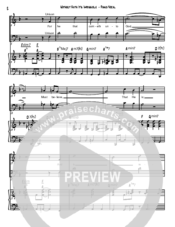 Without Faith It's Impossible Piano/Vocal (SATB) (David Arivett)