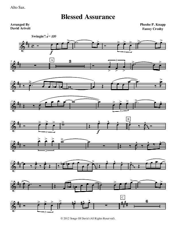 Blessed Assurance (Instrumental) Alto Sax (David Arivett)