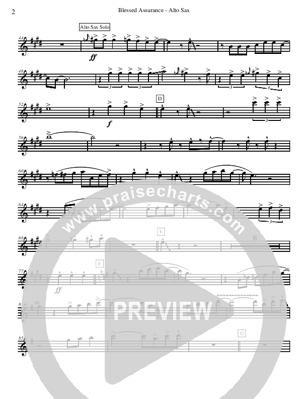 Blessed Assurance (Instrumental) Alto Sax (David Arivett)