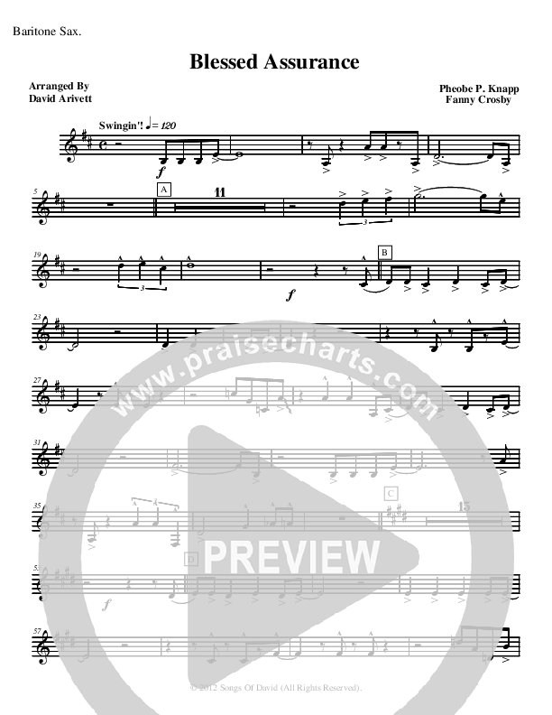 Blessed Assurance (Instrumental) Bari Sax (David Arivett)