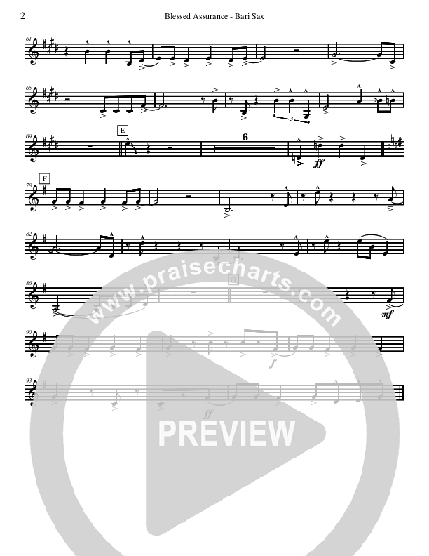 Blessed Assurance (Instrumental) Bari Sax (David Arivett)