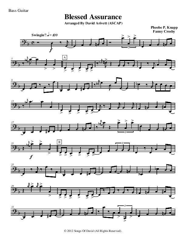 Blessed Assurance (Instrumental) Bass Guitar (David Arivett)
