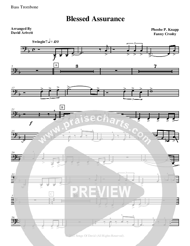 Blessed Assurance (Instrumental) Bass Trombone (David Arivett)