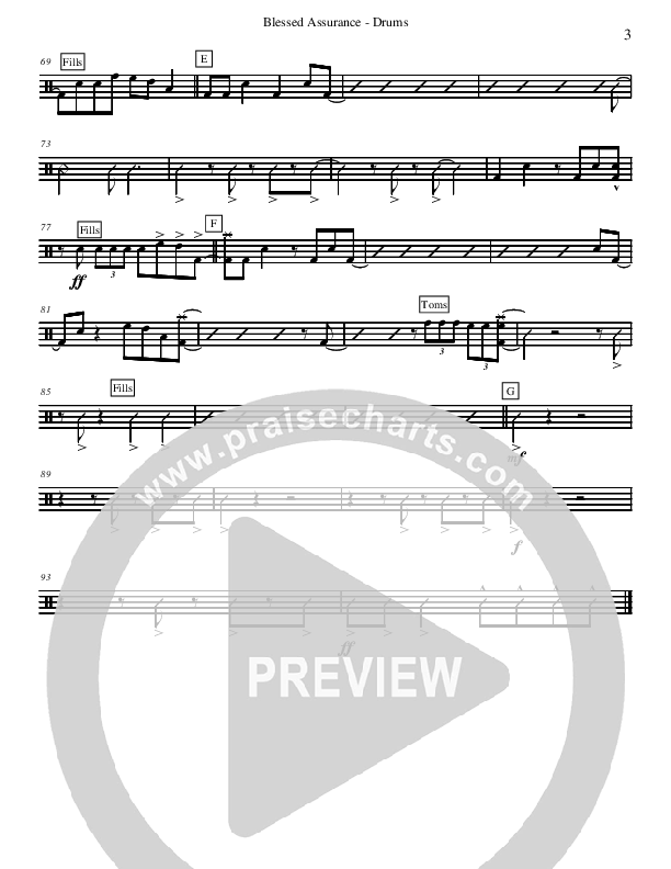 Blessed Assurance (Instrumental) Drum Set (David Arivett)