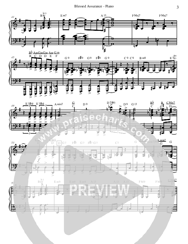 Blessed Assurance (Instrumental) Piano Sheet (David Arivett)