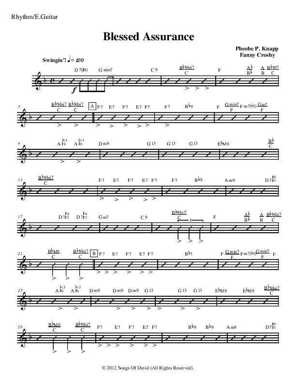 Blessed Assurance (Instrumental) Rhythm Chart (David Arivett)
