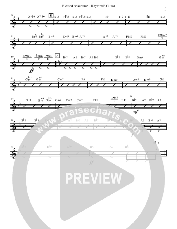 Blessed Assurance (Instrumental) Rhythm Chart (David Arivett)