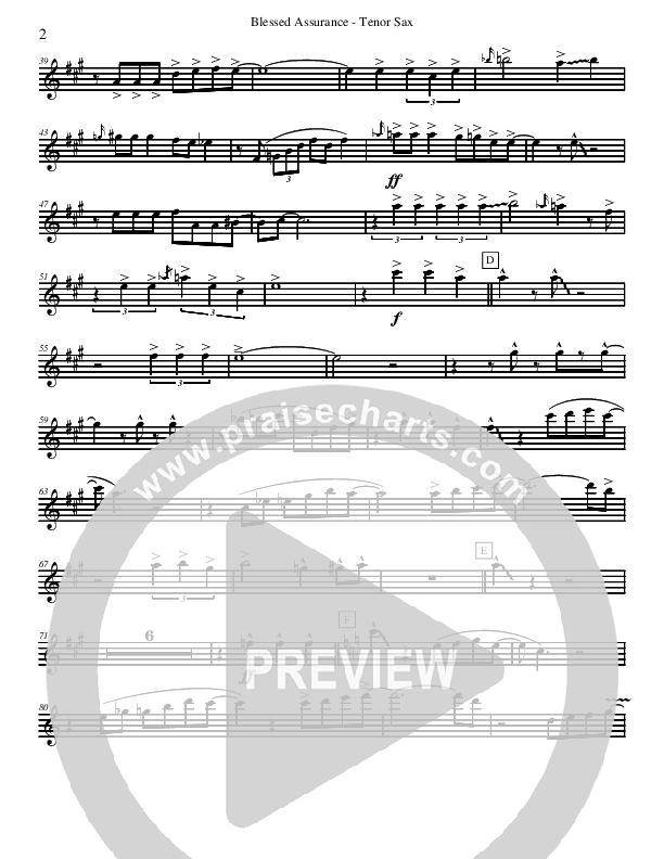 Blessed Assurance (Instrumental) Tenor Sax 2 (David Arivett)