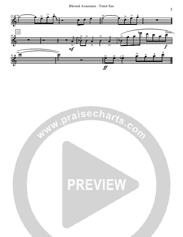 Blessed Assurance (Instrumental) Tenor Sax 2 (David Arivett)