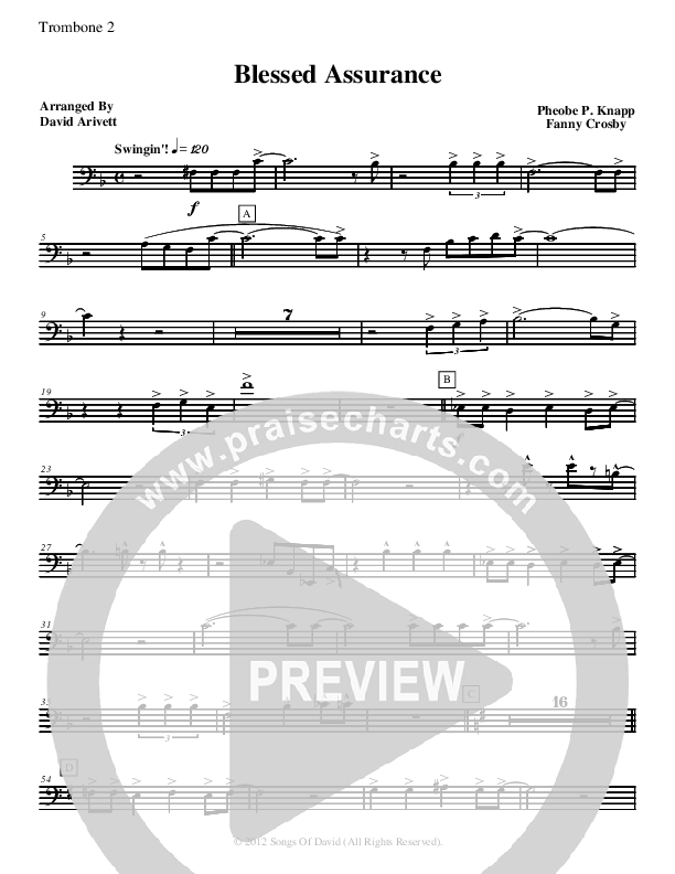 Blessed Assurance (Instrumental) Trombone 2 (David Arivett)