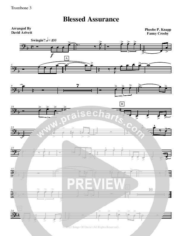Blessed Assurance (Instrumental) Trombone 3 (David Arivett)