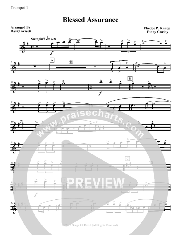 Blessed Assurance (Instrumental) Trumpet 1 (David Arivett)