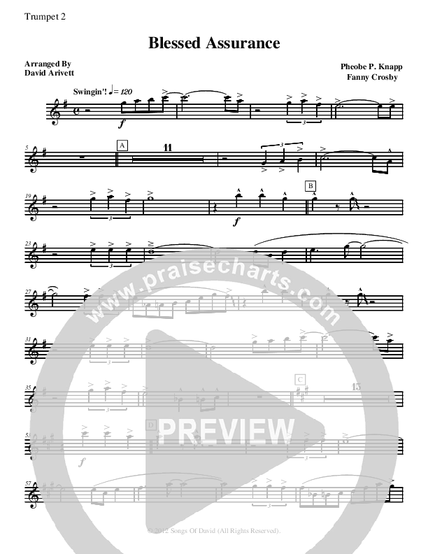 Blessed Assurance (Instrumental) Trumpet 2 (David Arivett)