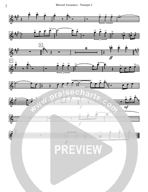 Blessed Assurance (Instrumental) Trumpet 2 (David Arivett)