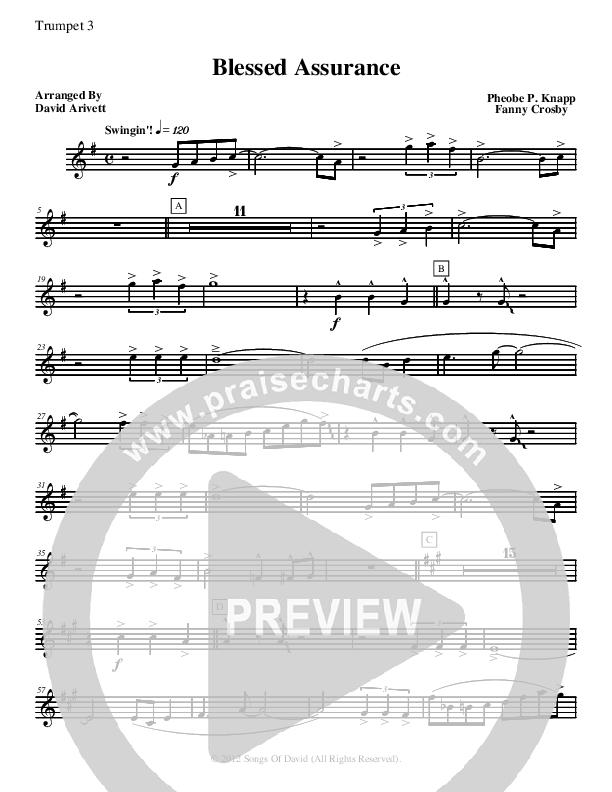 Blessed Assurance (Instrumental) Trumpet 3 (David Arivett)