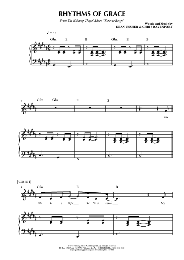 Rhythms Of Grace Lead & Piano (Hillsong Worship)