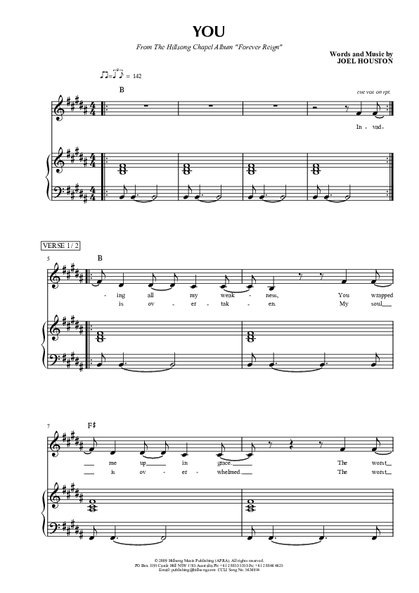You Piano/Vocal (Hillsong Worship)