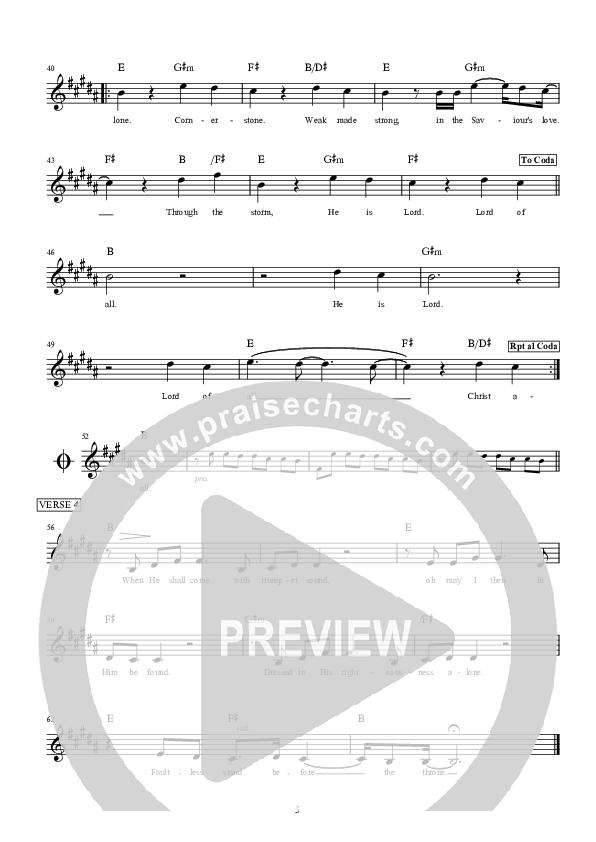 Cornerstone Lead Sheet (Hillsong Worship)