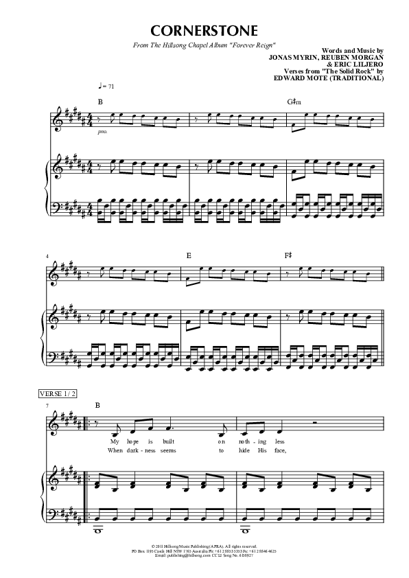 Cornerstone Piano/Vocal (Hillsong Worship)