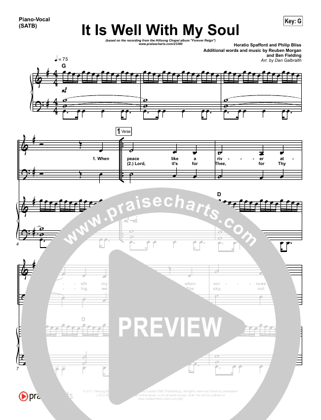 It Is Well With My Soul Sheet Music PDF (Hillsong Worship) PraiseCharts