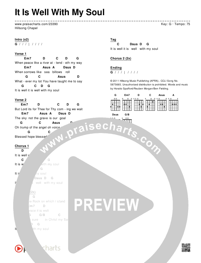It Is Well With My Soul Chord Chart